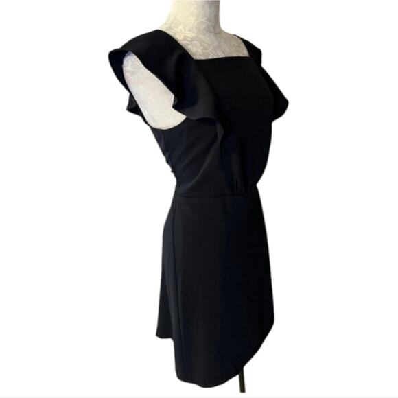LOFT Dress Size 0 Black Short Flutter Sleeve Career Church Washable - Picture 3 of 11
